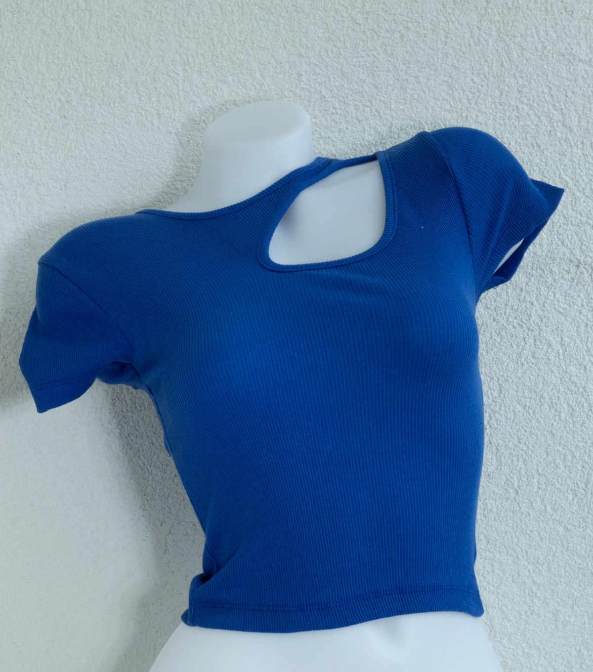 Mavi Damla Pencereli Kaşkorse Crop