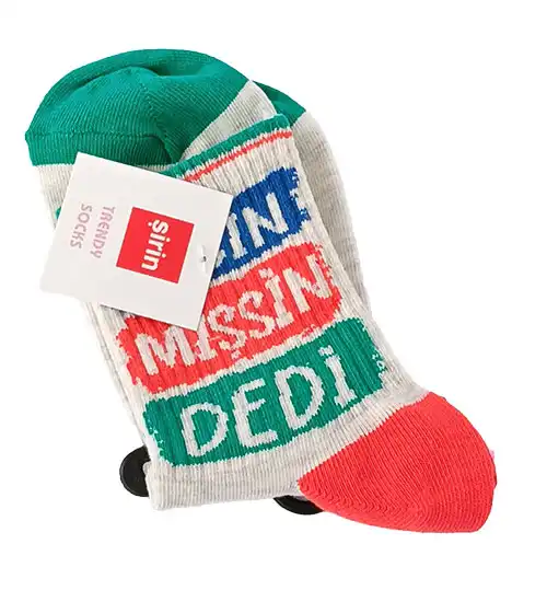 Beyaz Yazılı Çorap