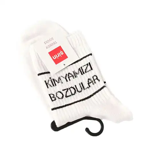 Beyaz Yazılı Çorap