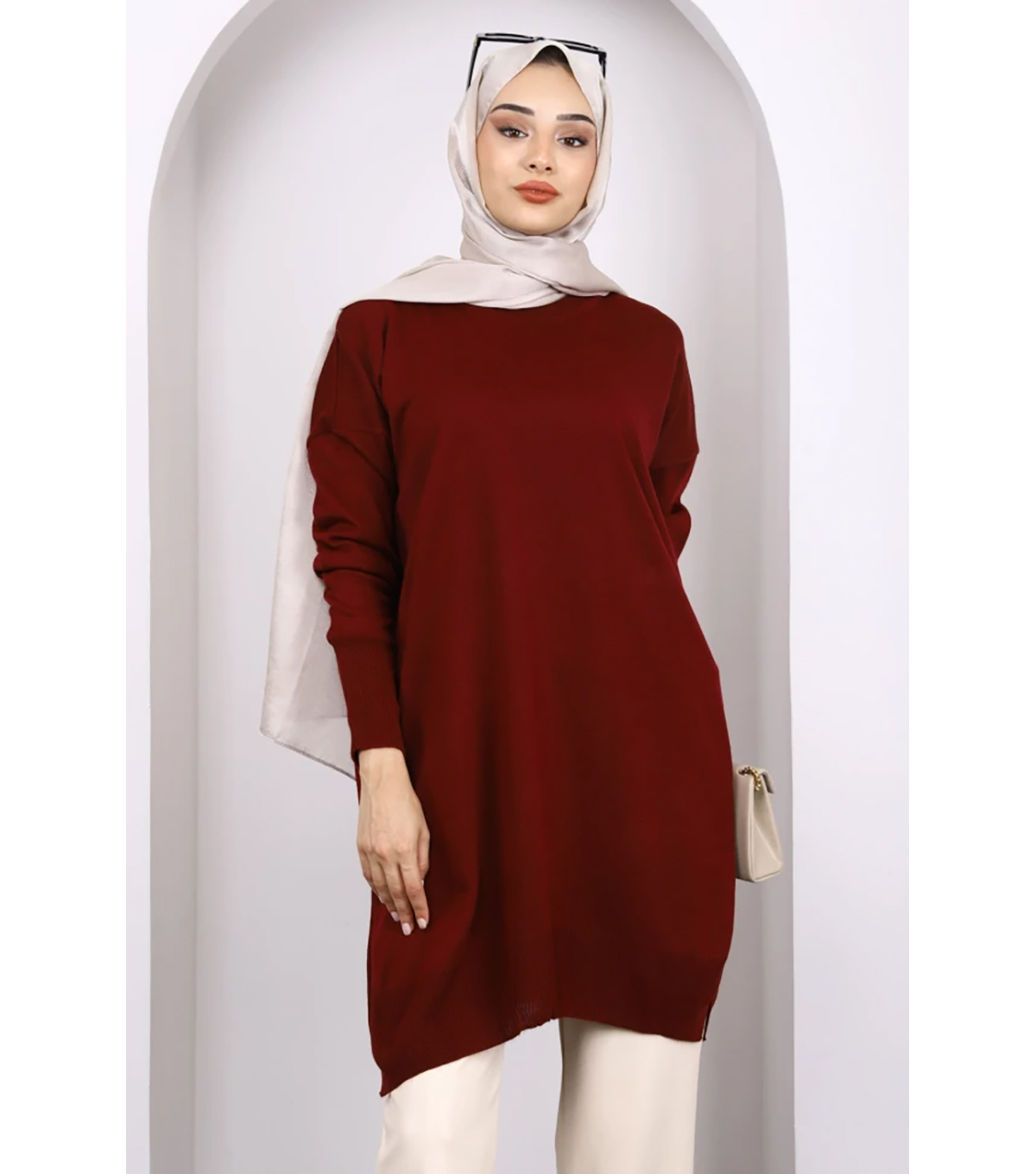 Koyu bordo bisiklet yaka merserize salas t