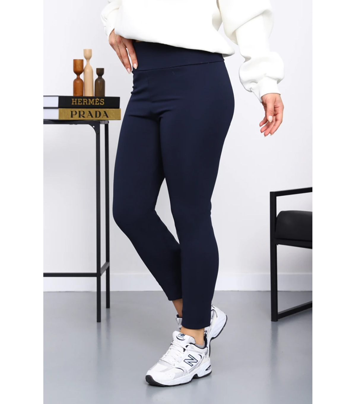 Lacivert Yüksek Bel Şardonlu Dalgıç Tayt