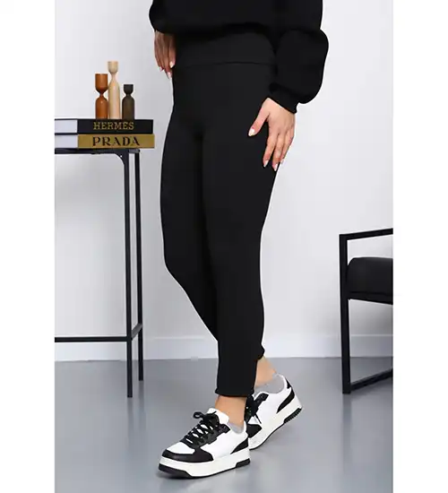 Siyah Yüksek Bel Şardonlu Dalgıç Tayt