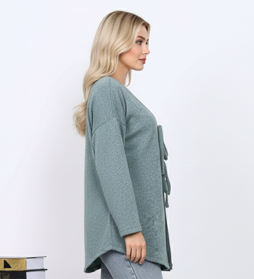 Yeşil Ön Bağlamalı Yumoş Kimono