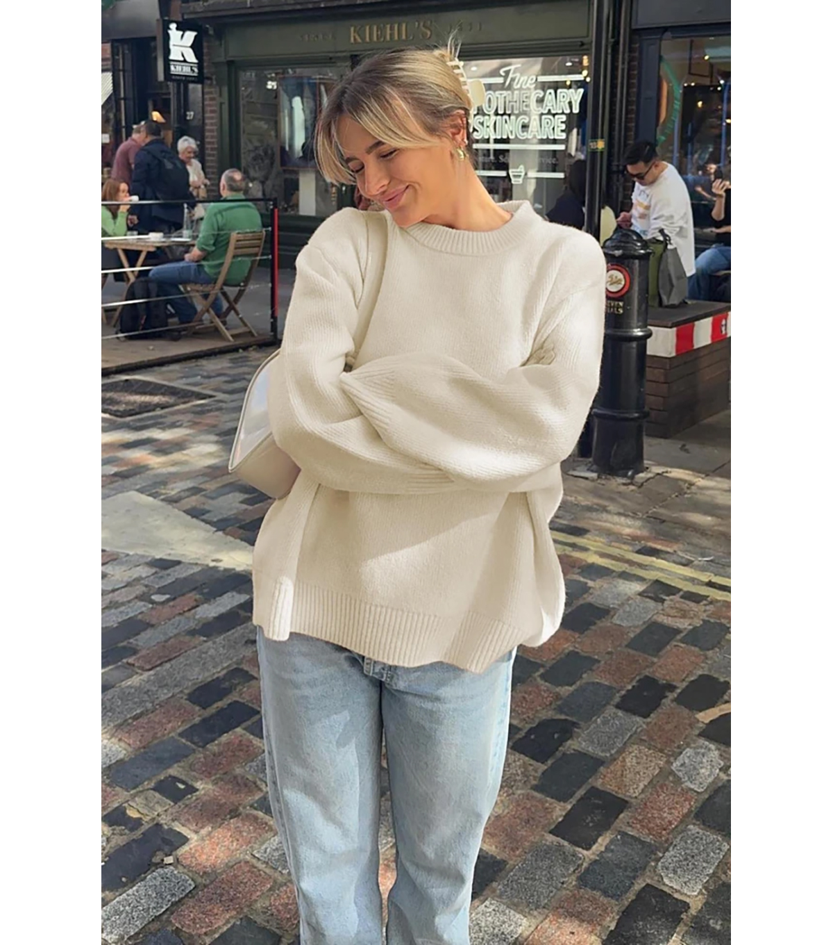 Taş Bisiklet Yaka Yumuşak Dokulu Oversize 