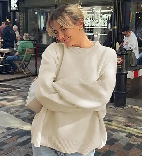 Taş Bisiklet Yaka Yumuşak Dokulu Oversize 