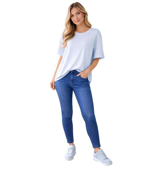 Mavi yırtmaçlı tişört