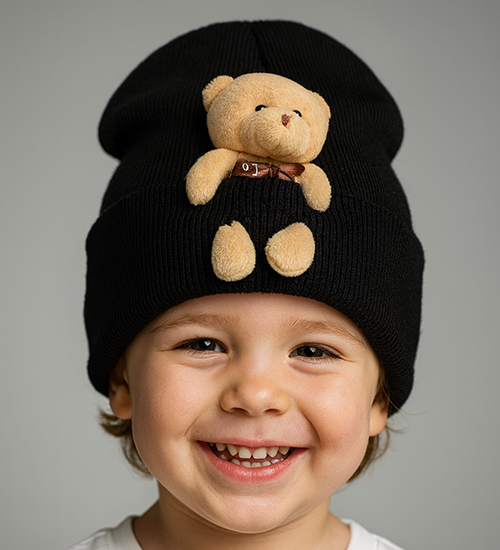 Ayıcıklı Çocuk Şapkası (Renk Belirtin Stok
