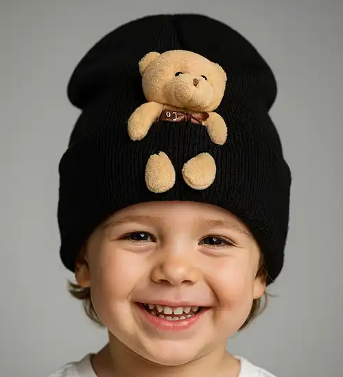 Ayıcıklı Çocuk Şapkası (Renk Belirtin Stok - Pazarinko
