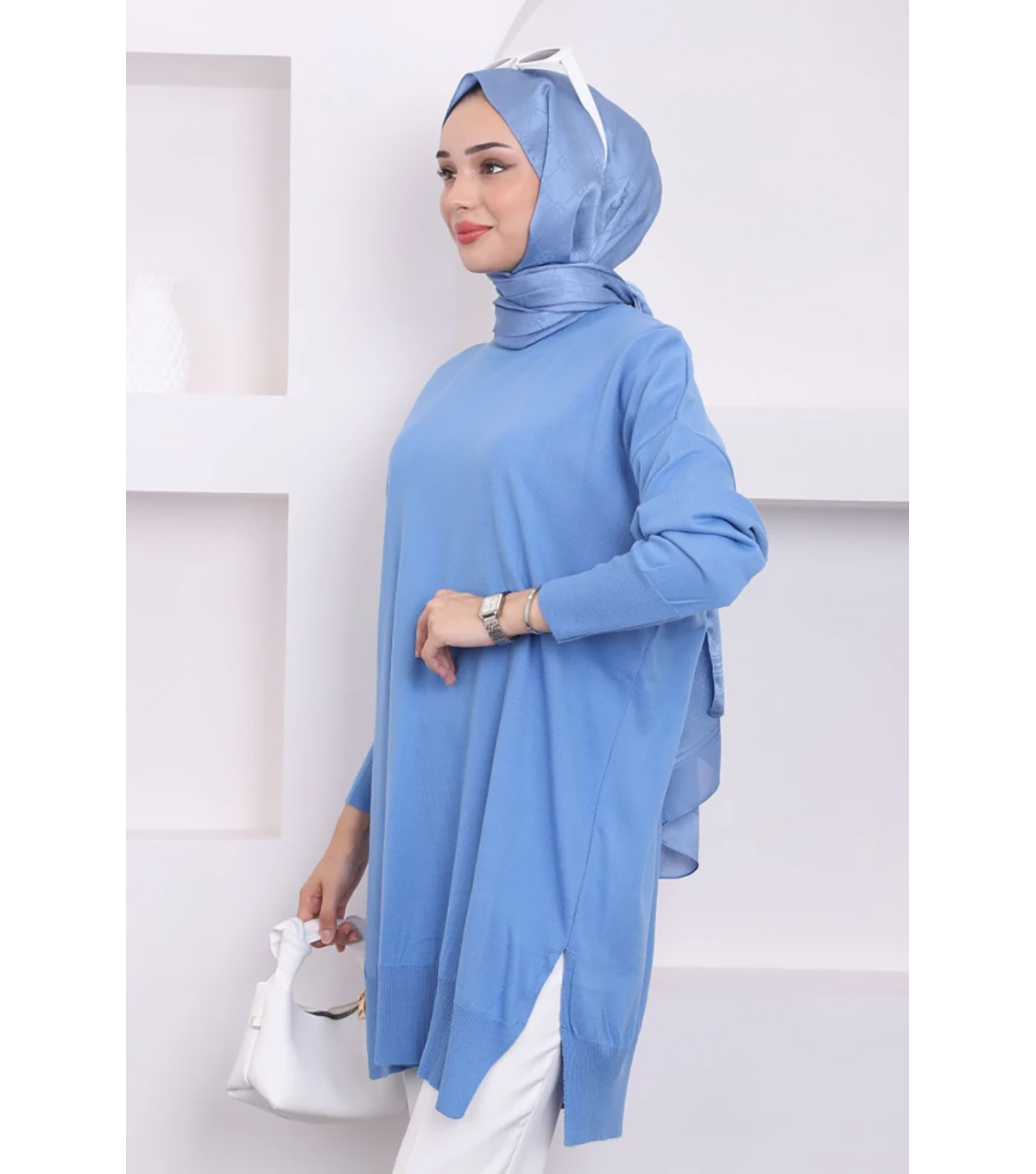 İndigo Bisiklet Yaka İnce Merserize Salaş 