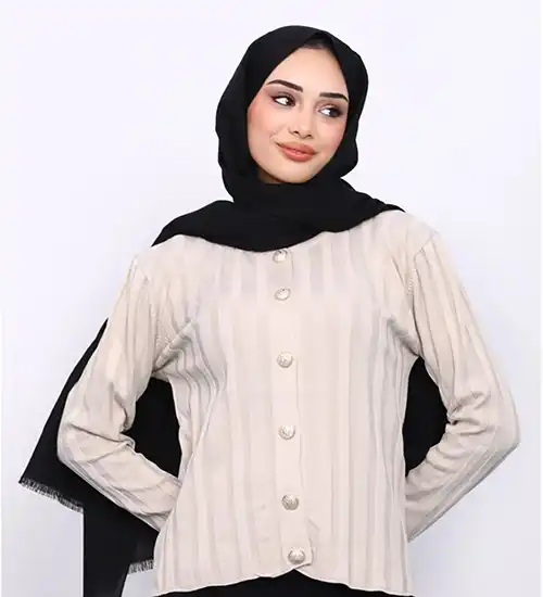 Taş Soğuk İplik Düğmeli Hırka