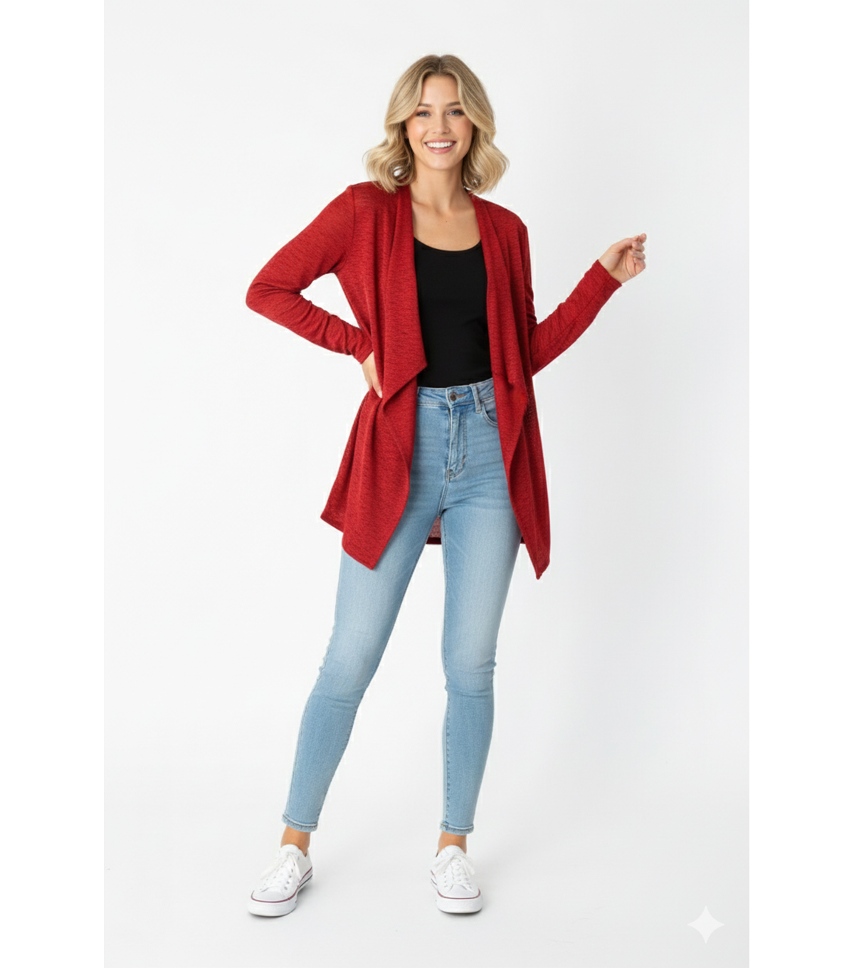 Kırmızı Asimetrik Hırka