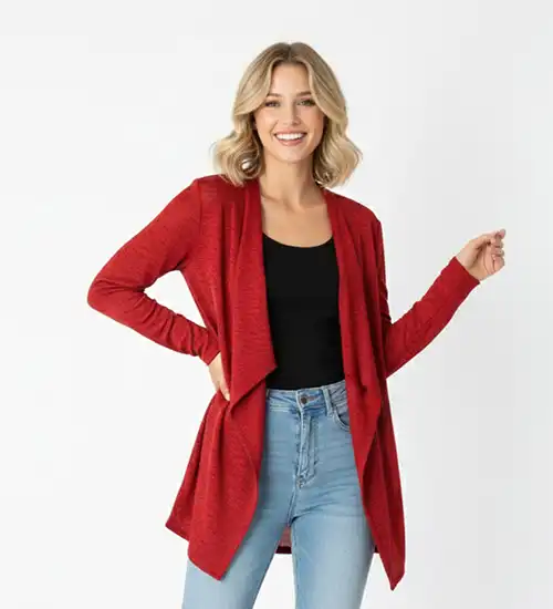 Kırmızı Asimetrik Hırka