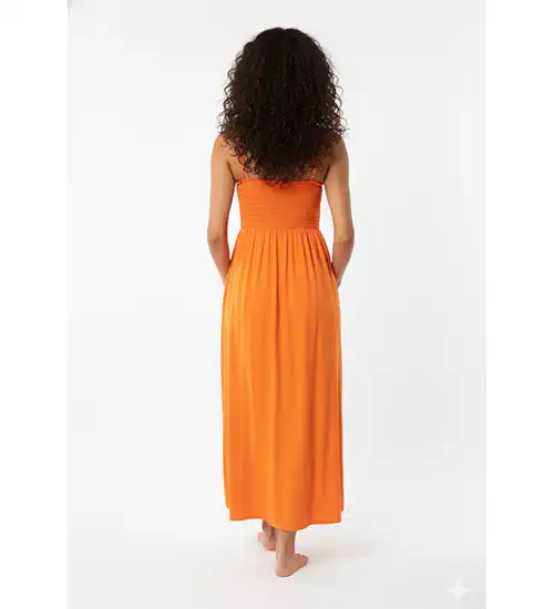 İp Askılı Turuncu Rahat Giyim Elbise